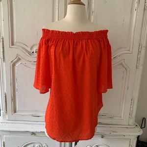 H&M Red Off-the Shoulder Shirt Top